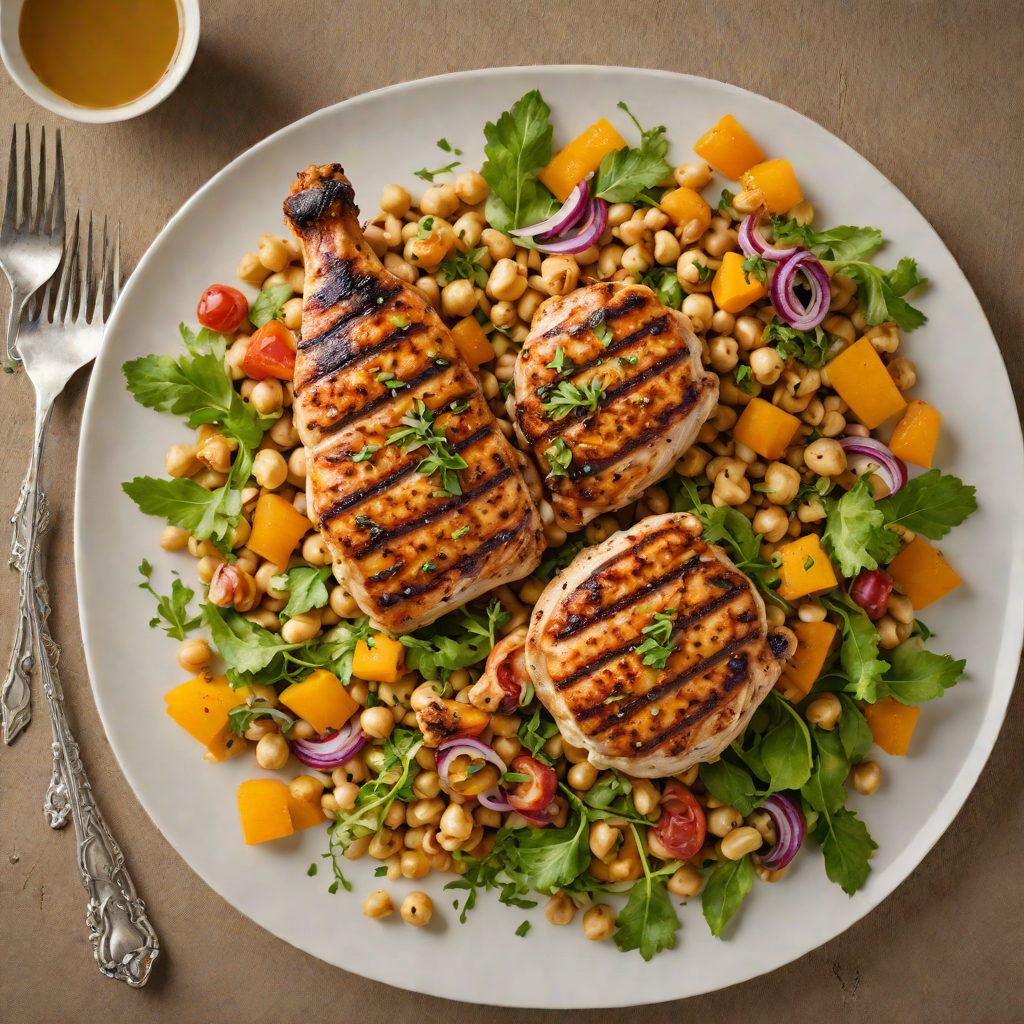 Grilled Moroccan-Spiced Chicken with Chickpea and Apricot Salad