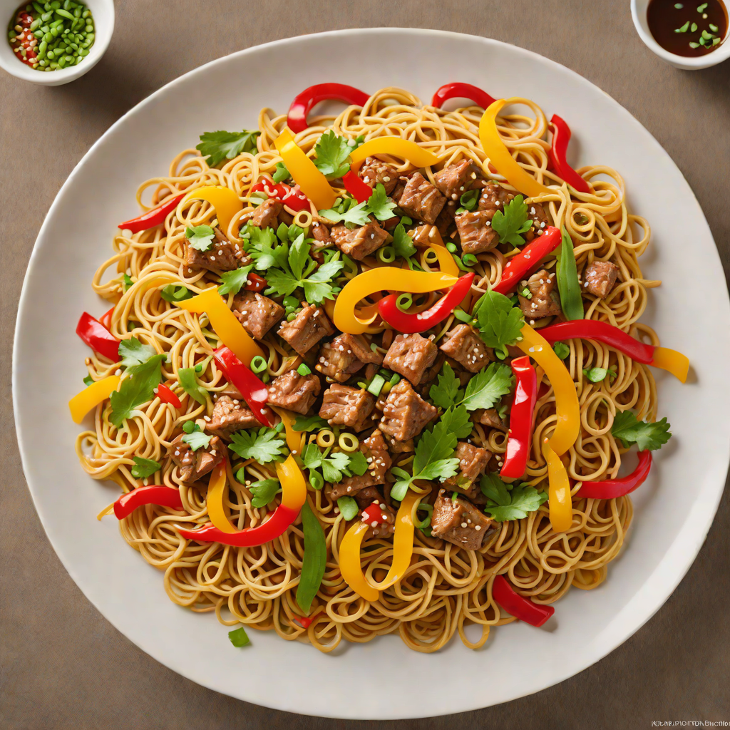 Stir-Fried Xinjiang Lamb Noodles with Bell Peppers