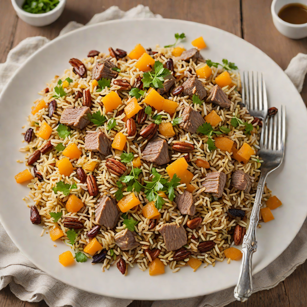Slow-Cooked Lamb Pilaf with Dried Apricots and Nuts