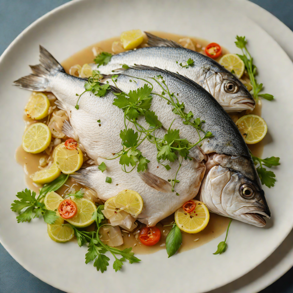 Steamed Bluefish with Ginger and Scallions