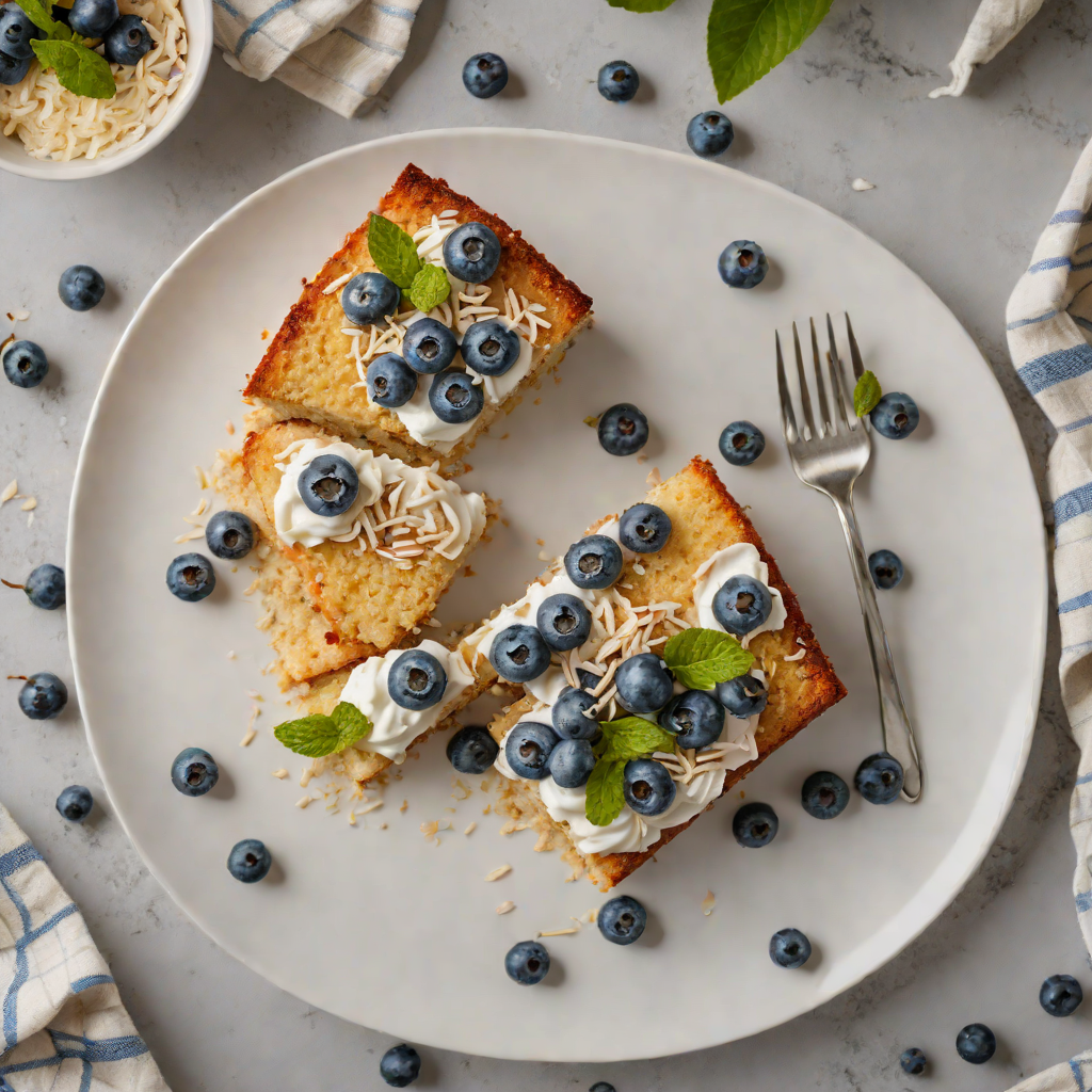 Gluten-Free Keto Blueberries and Coconut Cream Cake