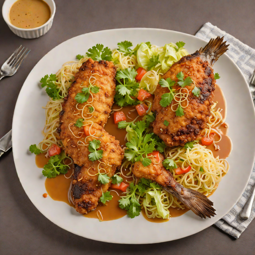 Deep-Fried Tilapia with Cabbage and Awaze Sauce