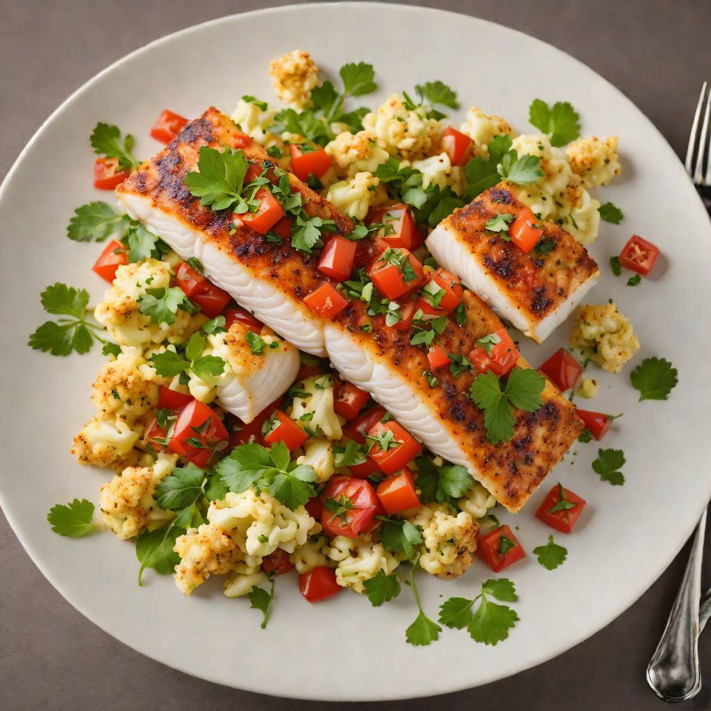 Baked Cod with Tomato-Cilantro Salsa and Roasted Cauliflower