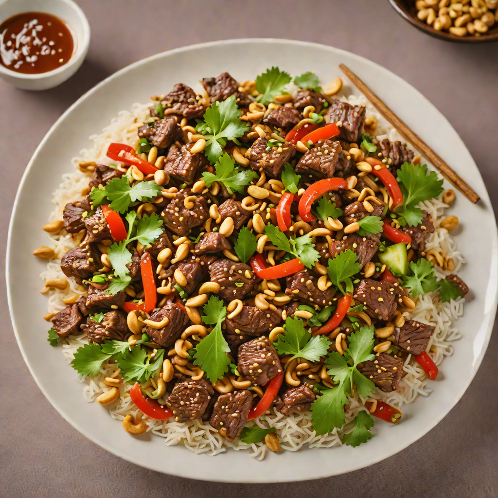 Sichuan-Style Spicy Beef Stir Fry with Peanuts and Scallions