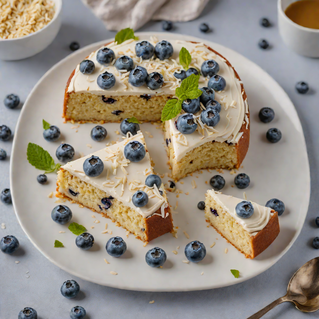 Blueberry and Coconut Cream Keto Cake with Almond Flour Base