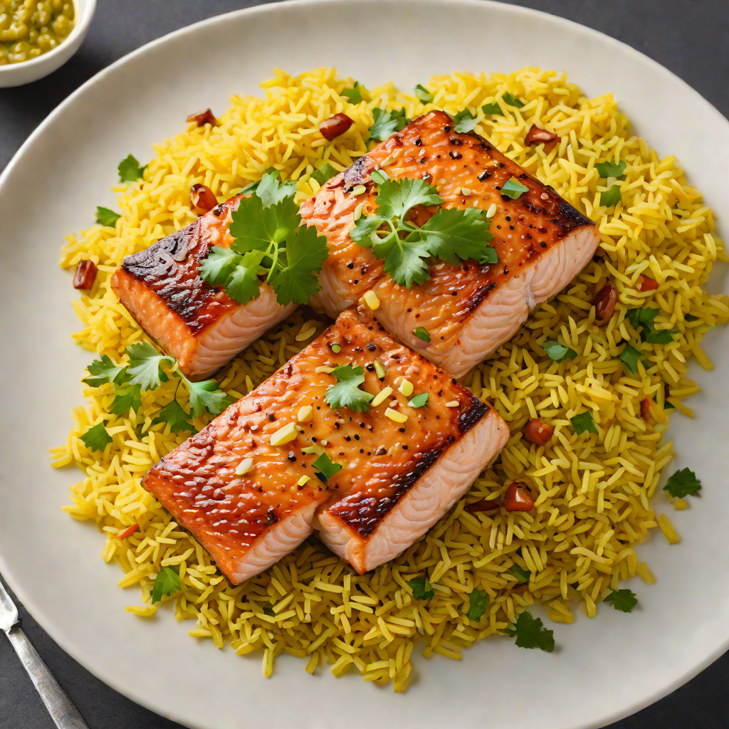 Seared Honey-Garlic Glazed Salmon with Golden Turmeric Rice