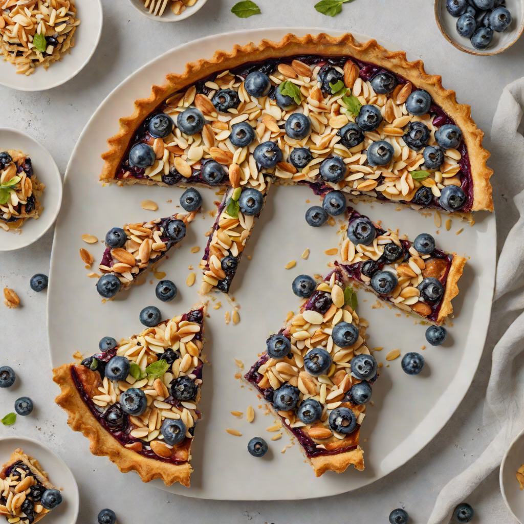 Baked Blueberry Coconut Almond Tart with Keto Crust