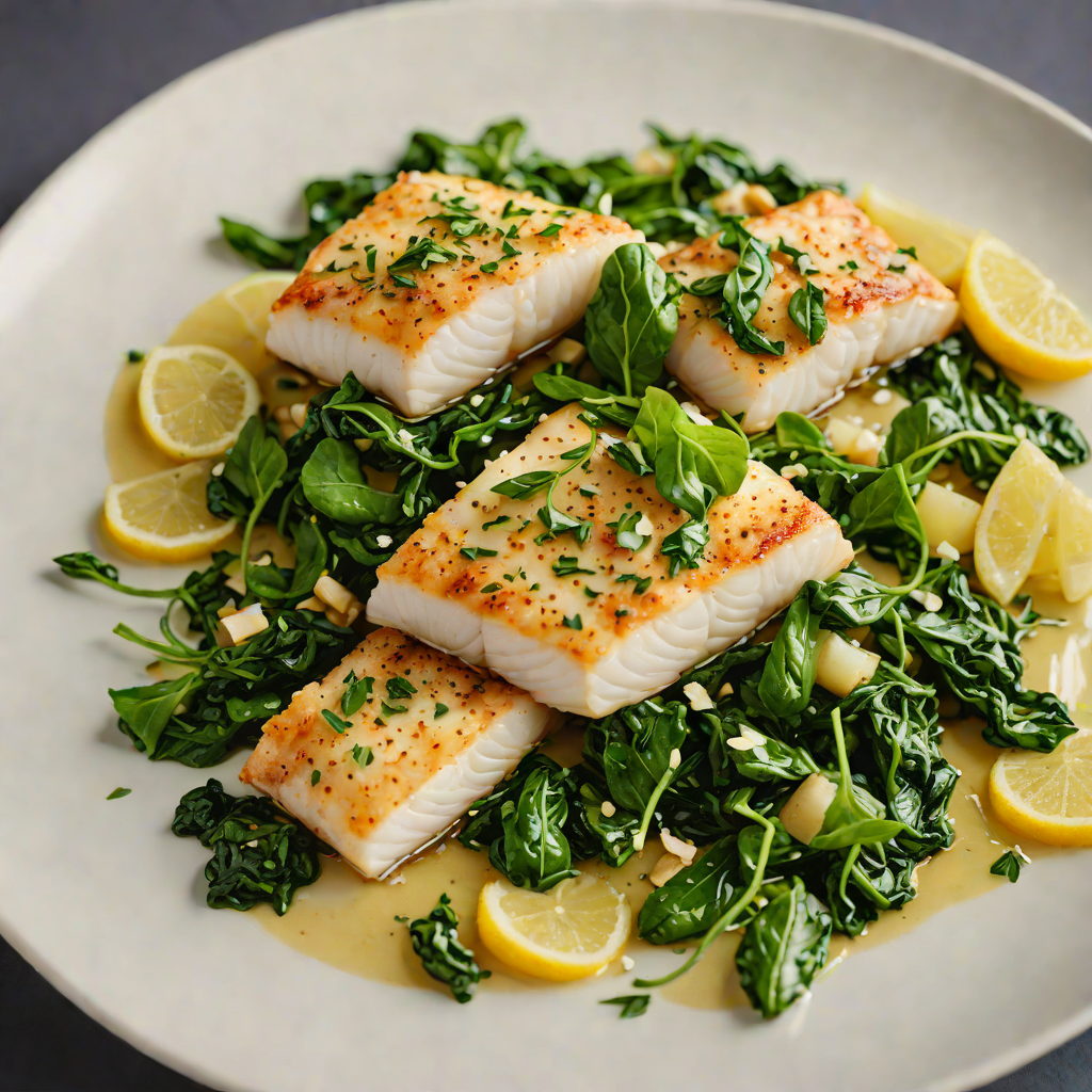 Sautéed Cod with Garlic Spinach and Lemon