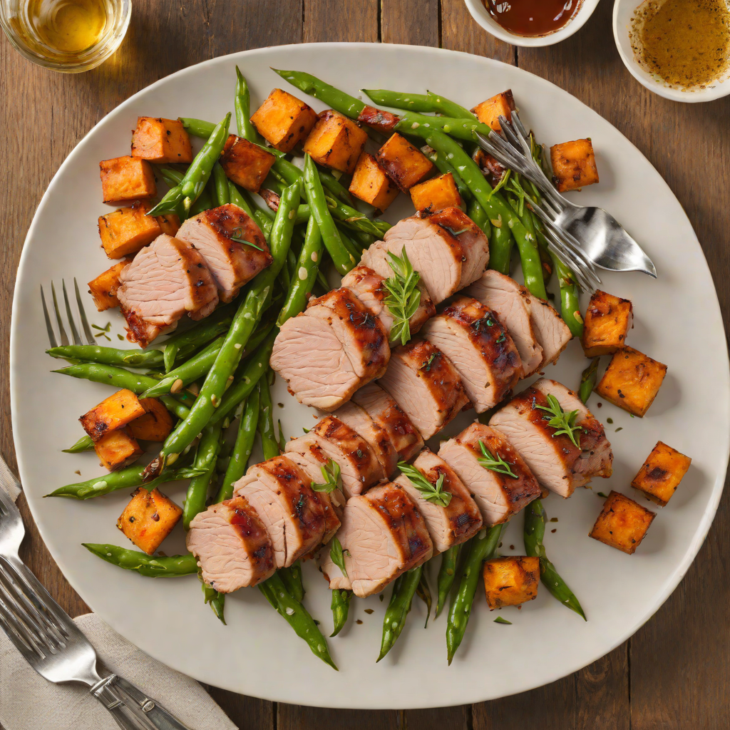 Honey-Glazed Pork Tenderloin with Roasted Sweet Potatoes and Green Beans