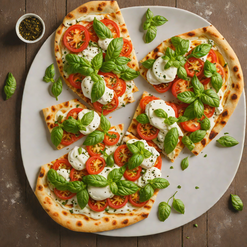 Half-and-Half Tomato and Mozzarella Flatbread with Basil