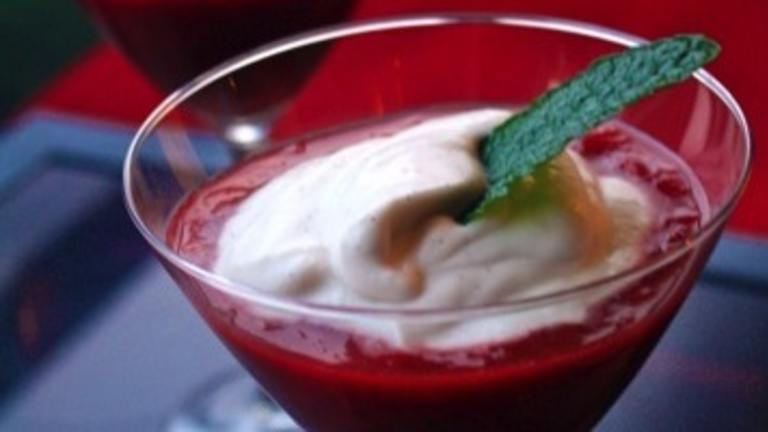 Rhubarb & Mint Compote with Vanilla-Infused Cream