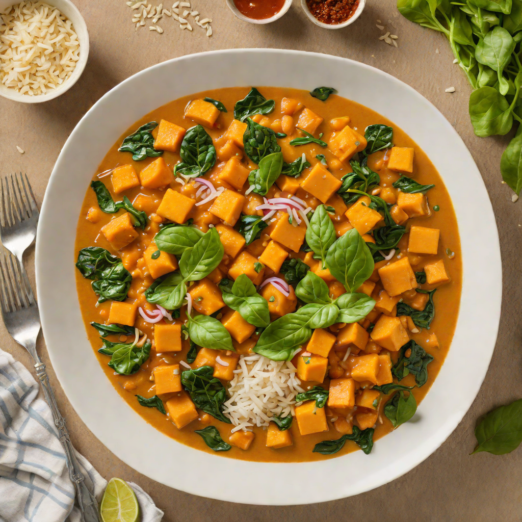Coconut-Ginger Vegan Curry with Sweet Potato and Spinach