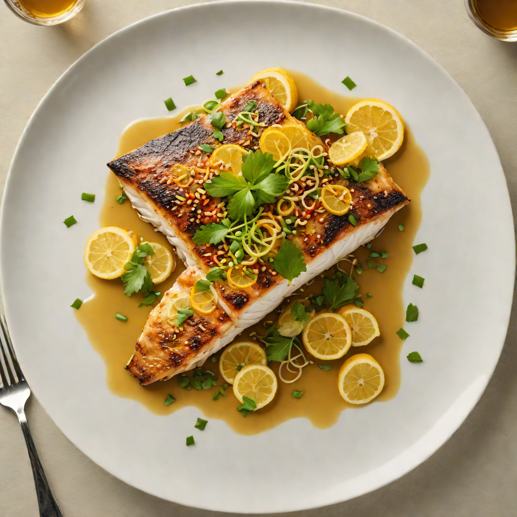 Citrus-Glazed Sea Bass with Ginger and Scallion Sauce