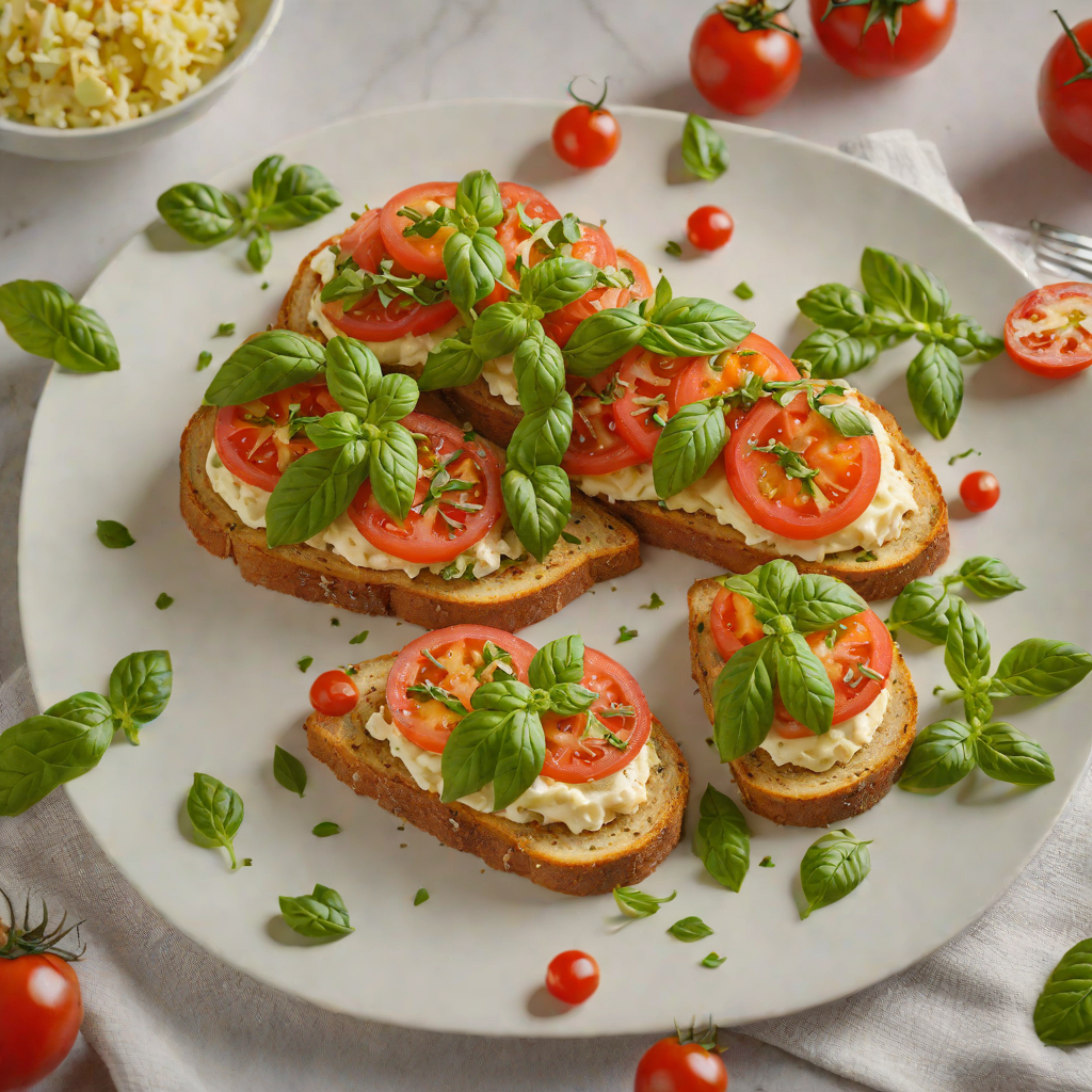 No-Cook Tomato and Basil Open-Faced Sandwich
