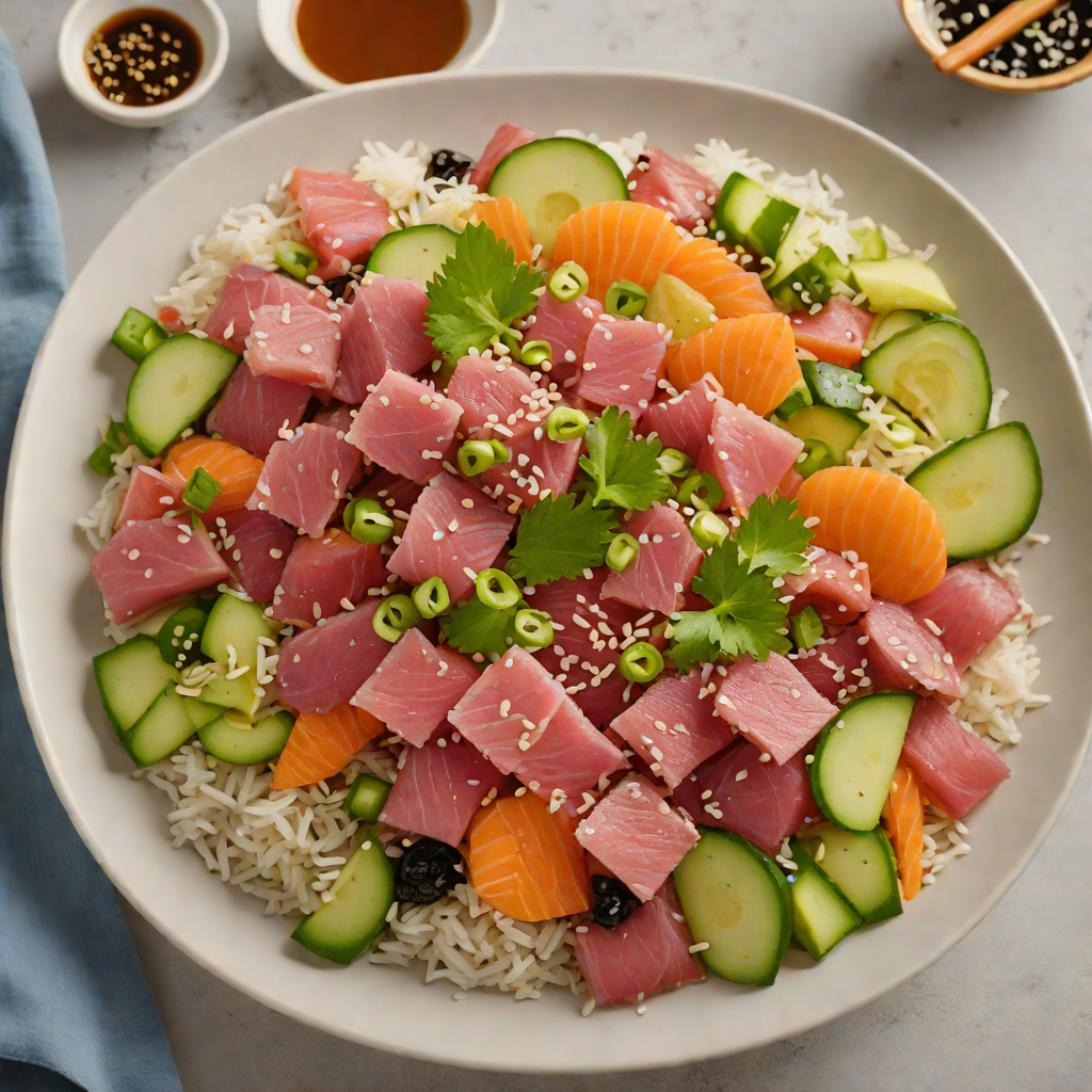 Sushi-Style Tuna Poke Bowl with Sesame Soy Dressing