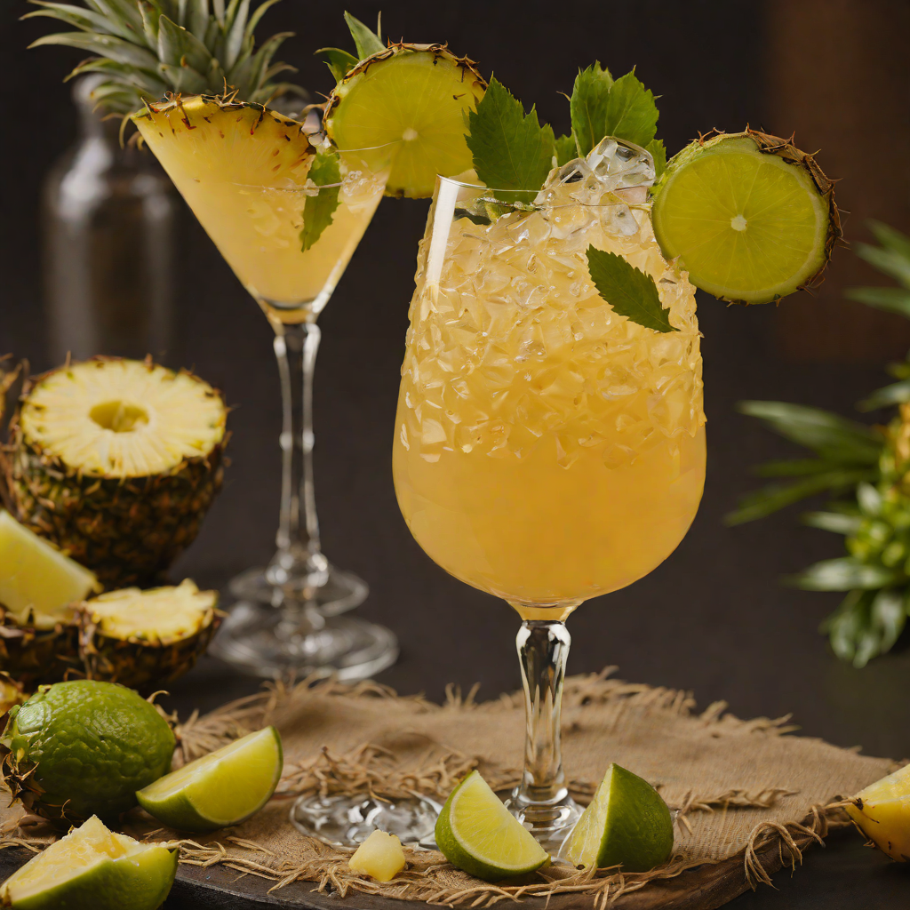 Rum-Infused Tropical Tiki Cocktail with Pineapple and Lime