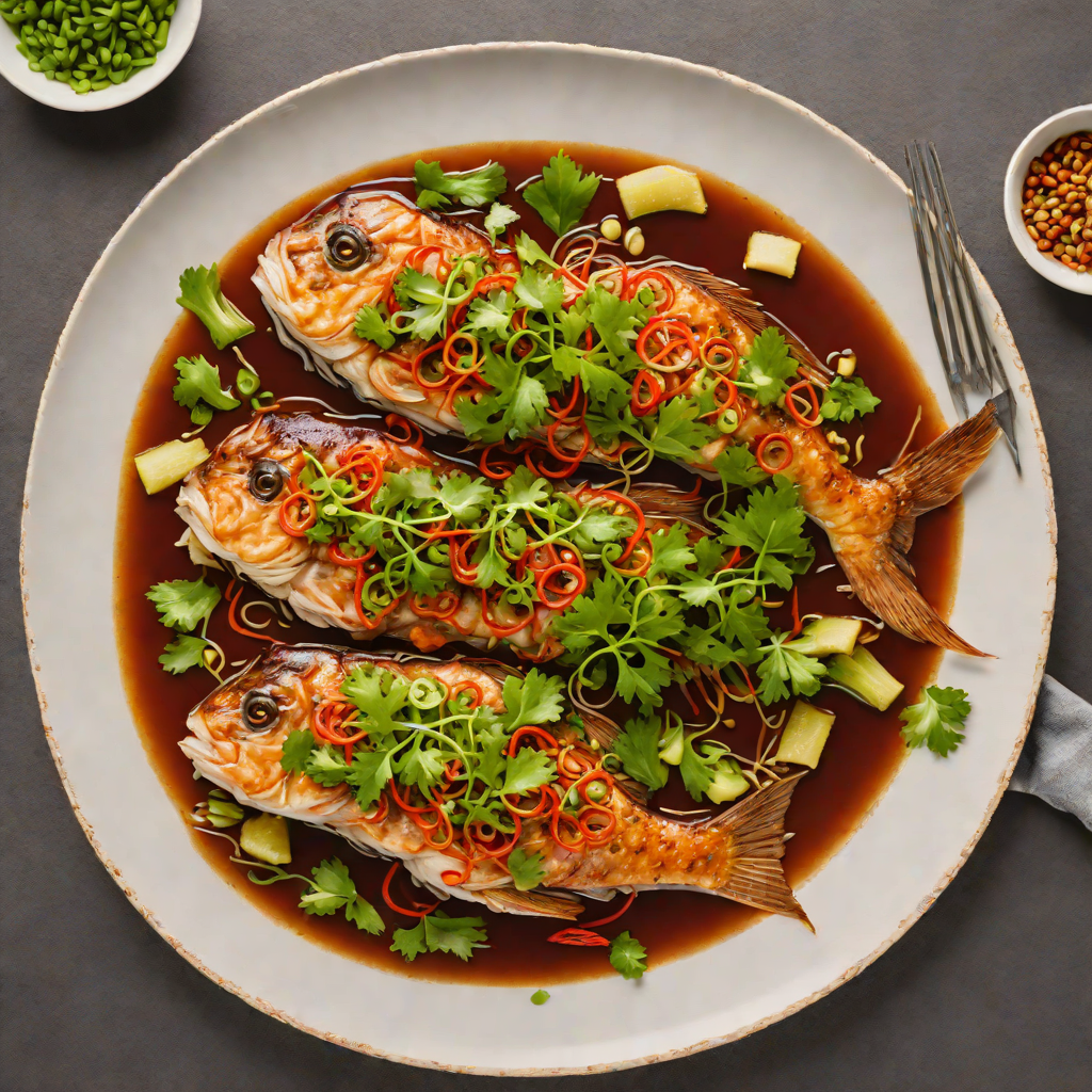 Shanghai-Style Red-Braised Fish with Ginger and Scallions