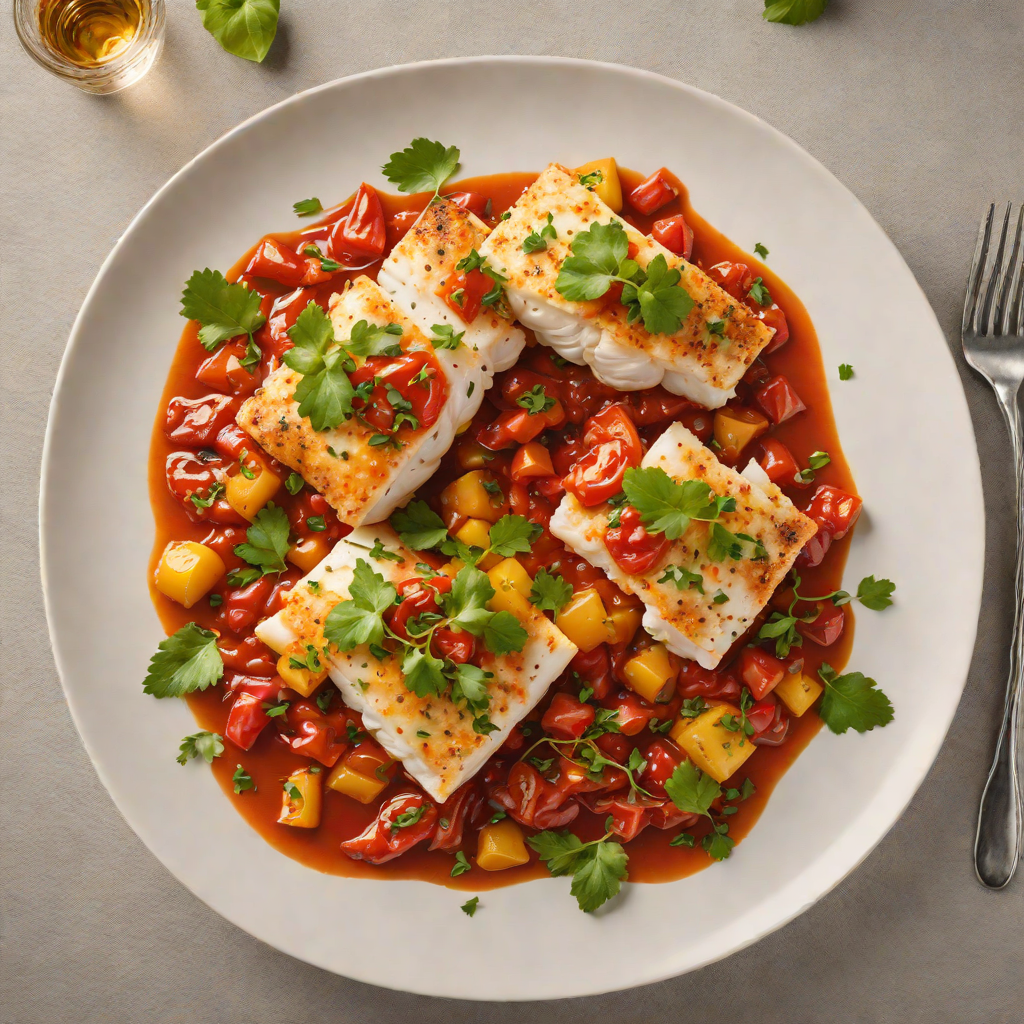 Baked Spanish-Style Cod with Tomato-Pepper Sauce
