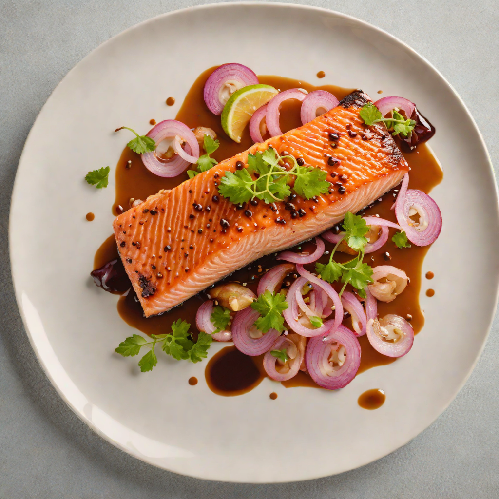 Pan-Seared Salmon with Tamarind Glaze and Pickled Shallots