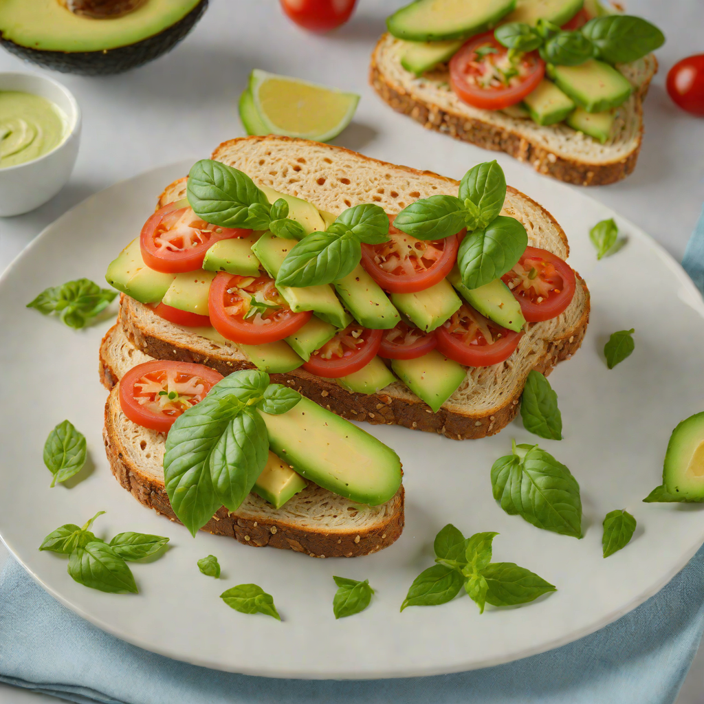 No-Cook Avocado Tomato Sandwich with Basil Mayo