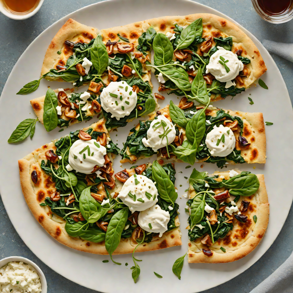 Caramelized Shallot and Spinach Flatbread with Whipped Goat Cheese