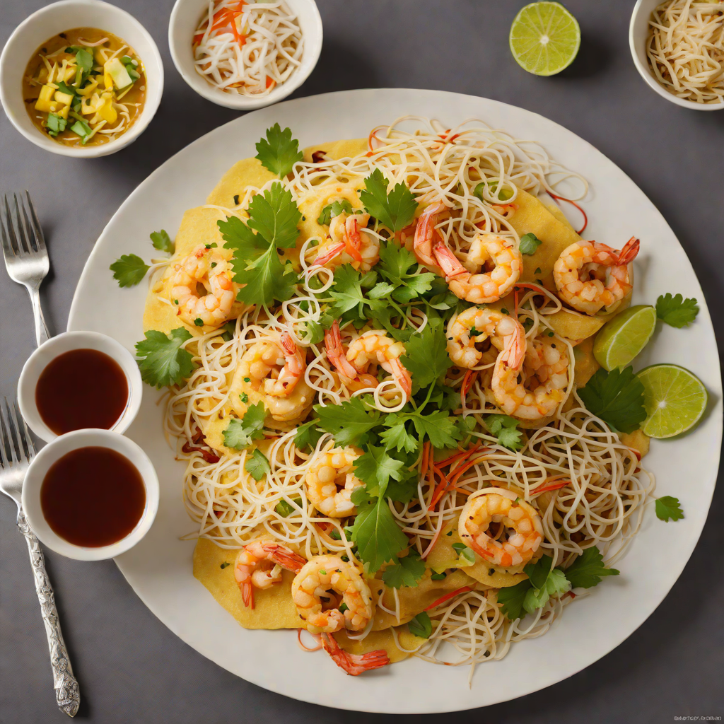 Crisp Banh Xeo Vietnamese Sizzling Rice Pancakes with Shrimp and Bean Sprouts