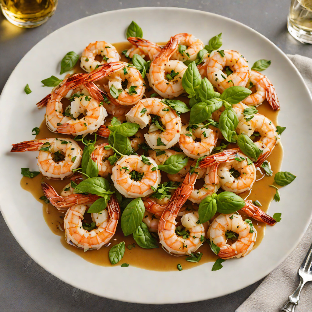 Sautéed Garlic and Basil Shrimp with White Wine Reduction