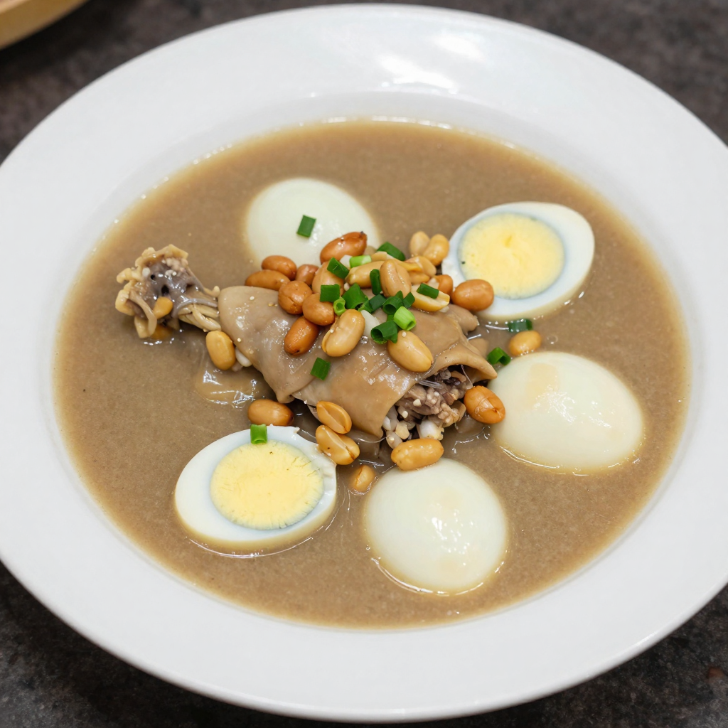 Groundnut Peanut Soup with Chicken Drumsticks and Garden Eggs