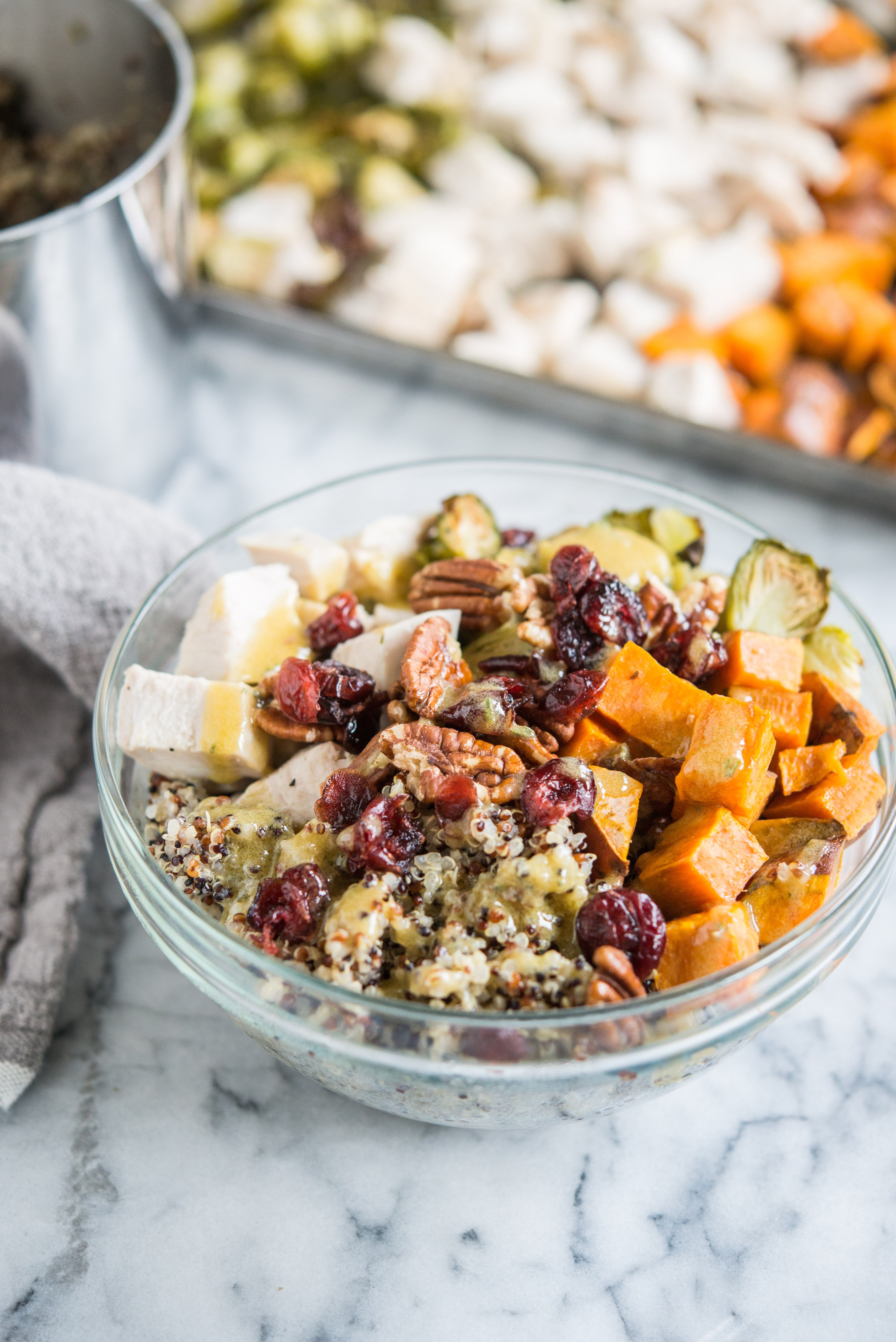 Harvest Roast Quinoa Bowls with Maple-Glazed Sweet Potatoes