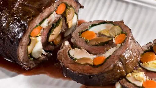Matambre Arrollado Flank Roll with Spinach, Carrots and Boiled Eggs