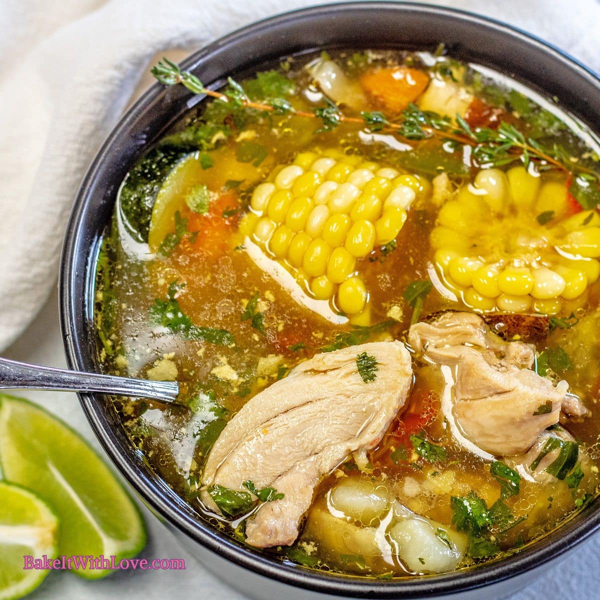 Caldo de Pollo with Güisquil and Corn