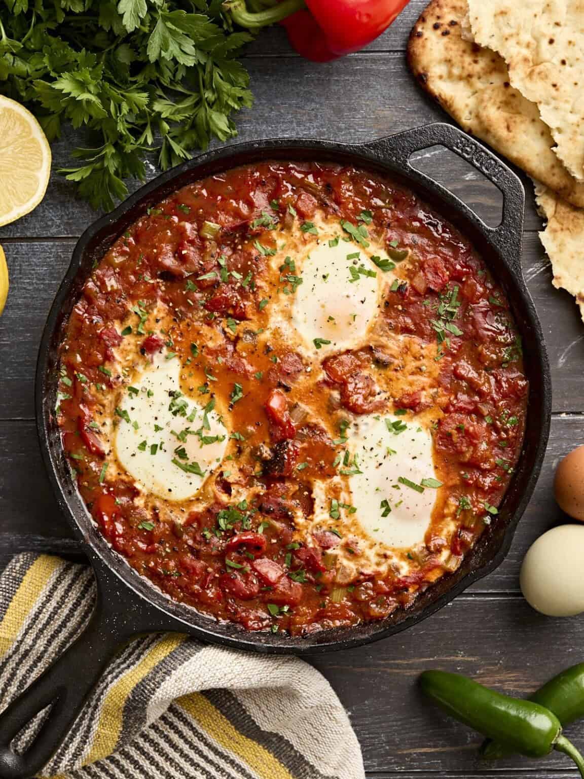 Shakshuka with Feta and Zhug