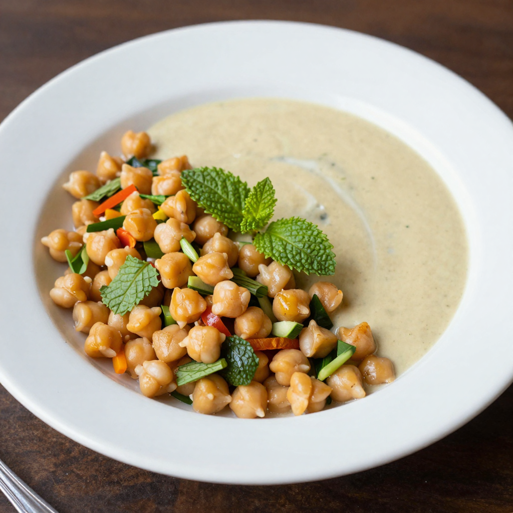 Samusa Thoke Samosa Salad with Chickpea Soup and Mint