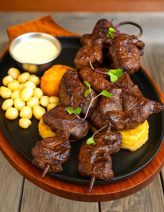 Anticuchos de Corazón with Peanut Sauce