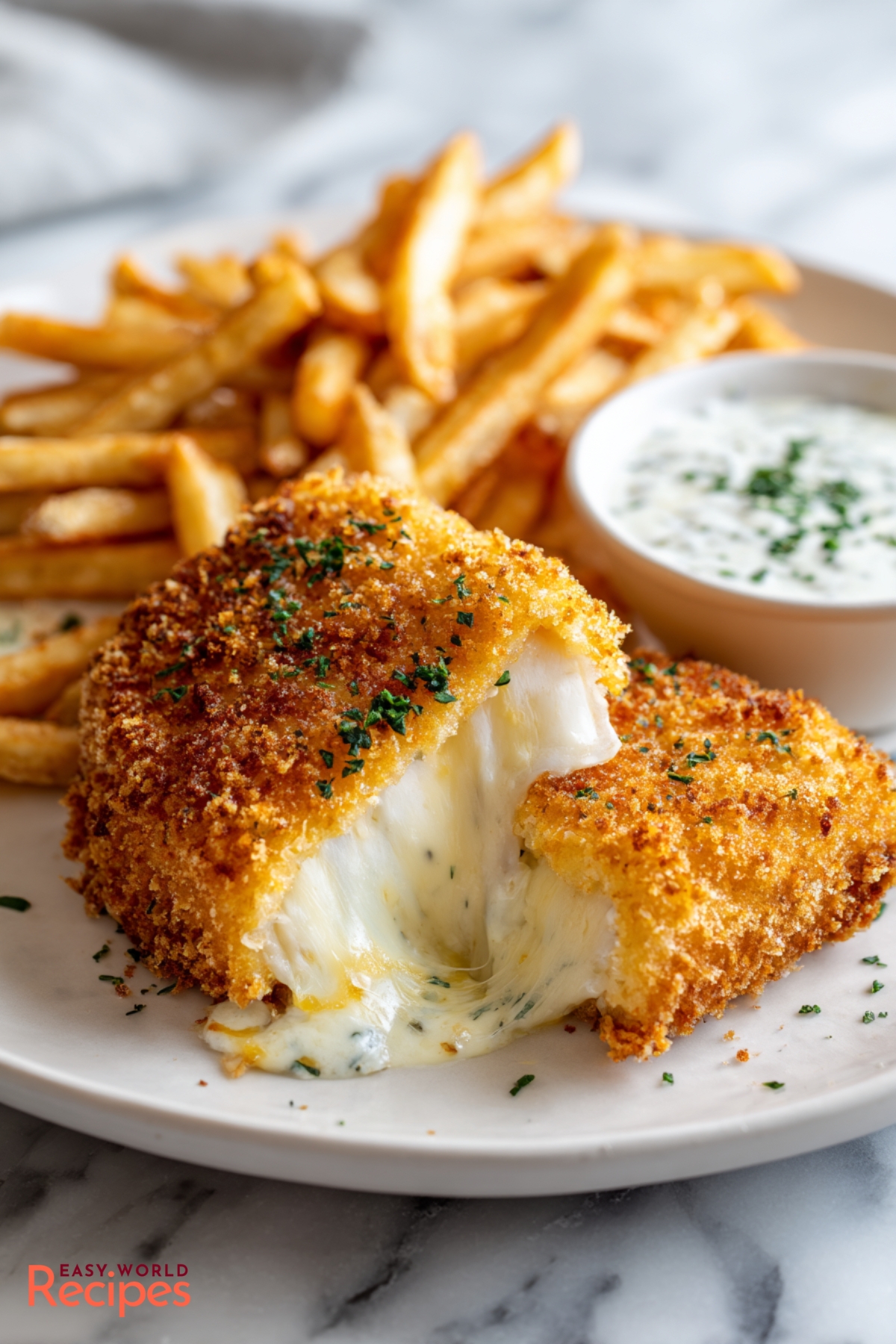 Smažený Sýr Breaded Edam Fried Cheese with Homemade Tartar Sauce