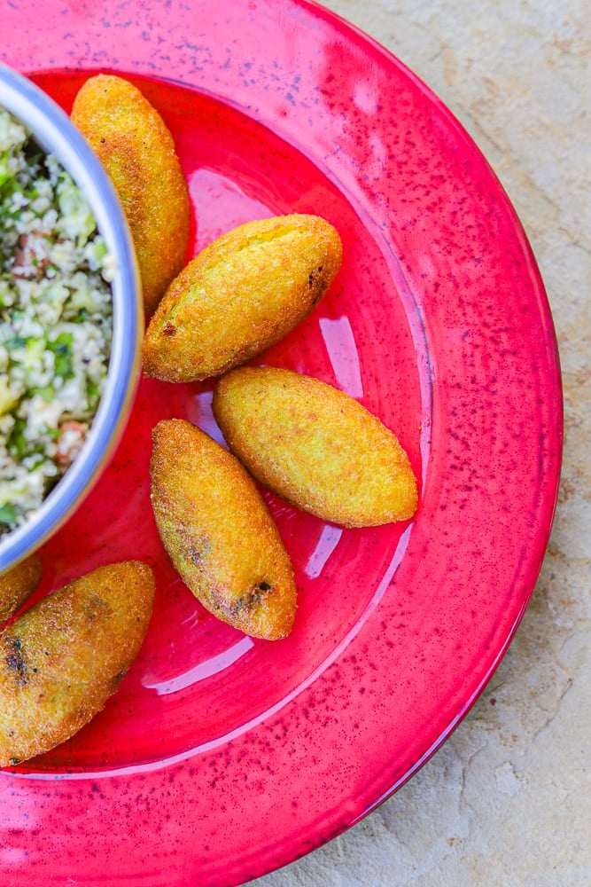 Kubba Halab Saffron Rice Croquettes Stuffed with Beef and Raisins