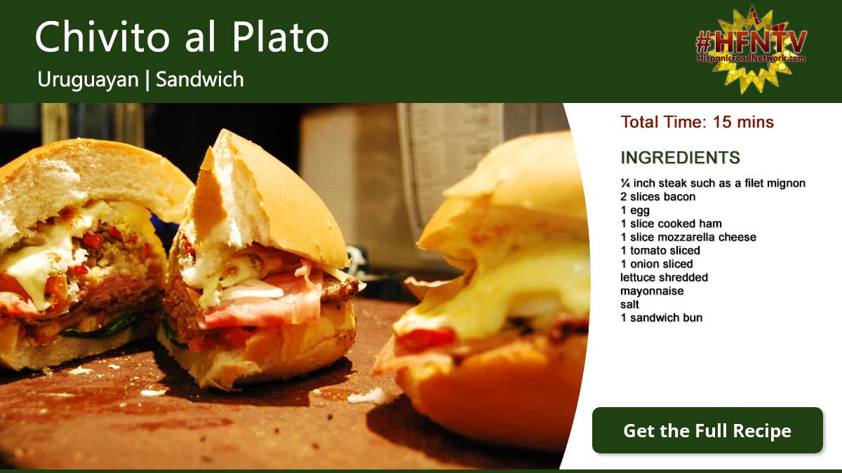 Chivito Steak Sandwich with Ham, Fried Egg and Mozzarella