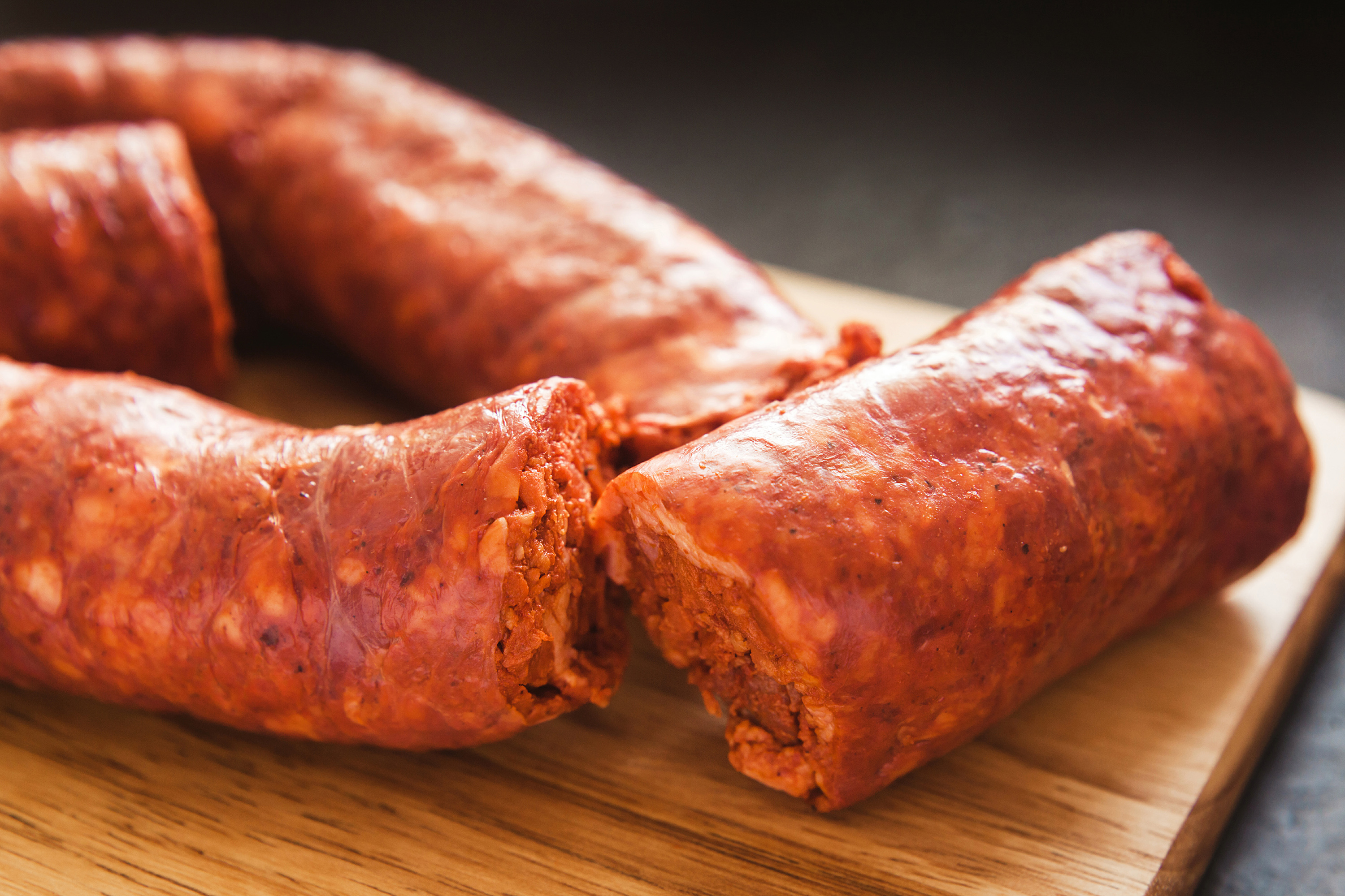 Chorizo al Pan with Salsa Criolla and Chimichurri