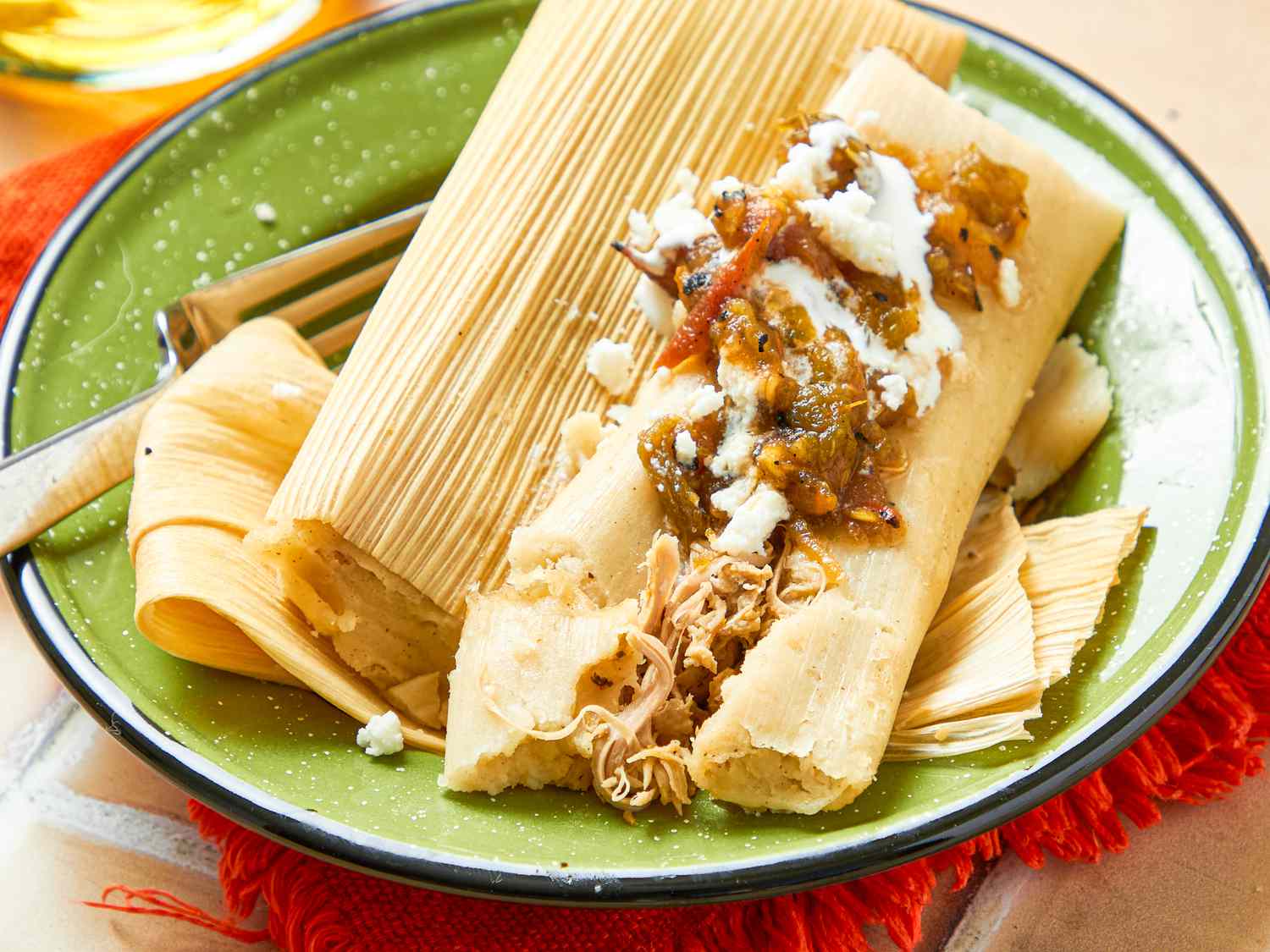 Tamales de Elote Salvadoreños with Crema and Queso Duro