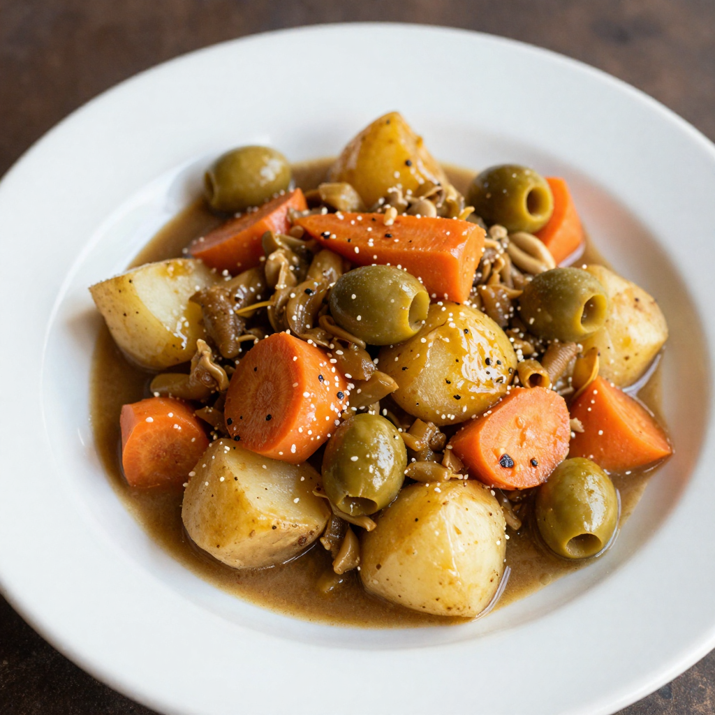 Pollo Guisado Salvadoreño with Potatoes, Carrots and Green Olives