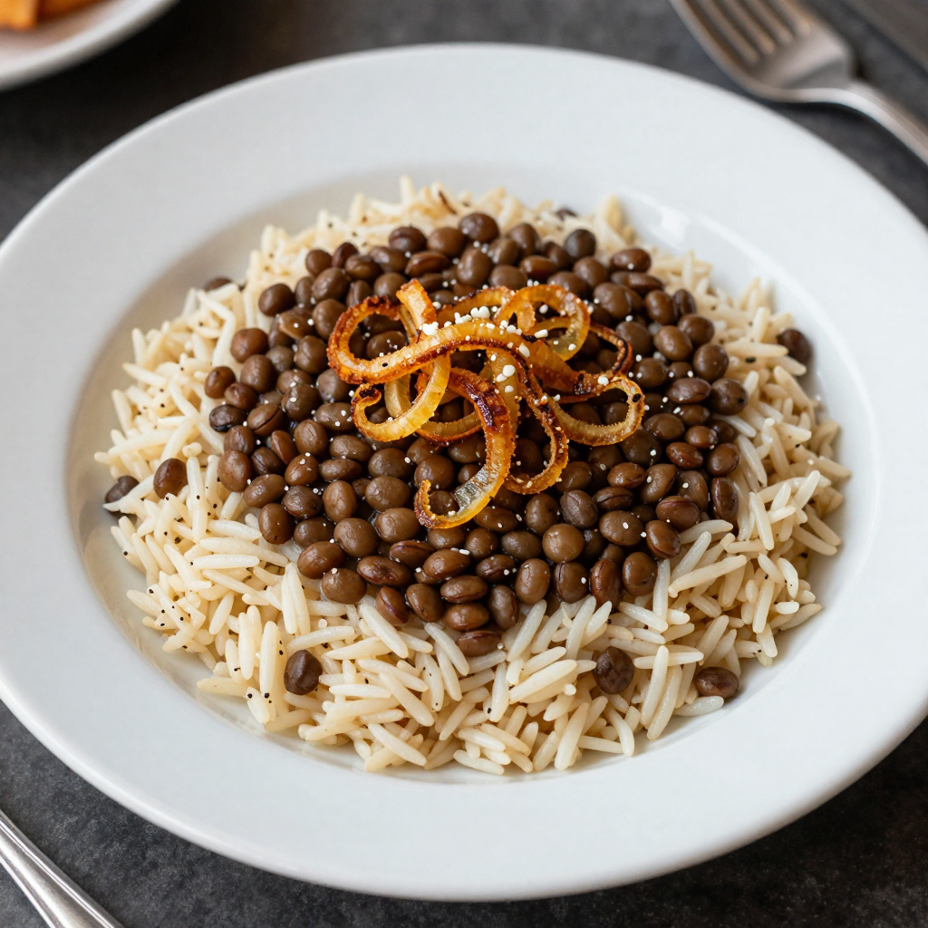 Mujadara Lentils and Rice with Crispy Onions