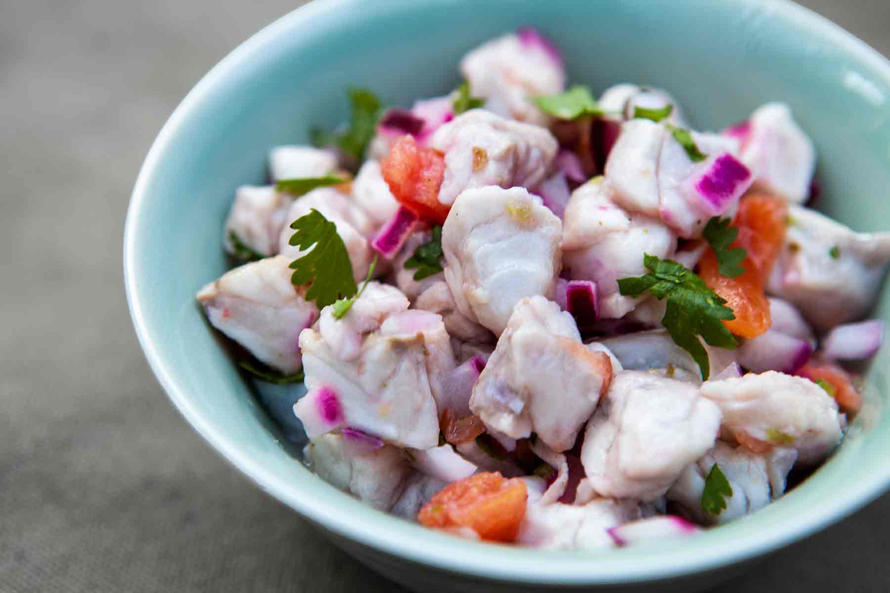 Ceviche Tico with Sea Bass and Sweet Peppers