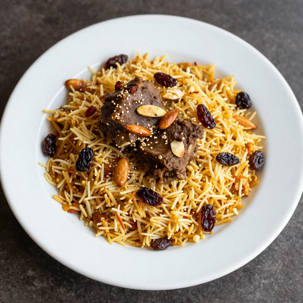 Lamb Biryani with Raisins and Almonds