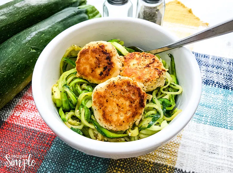 Herb-Crusted Chicken Meatballs with Zucchini Noodles