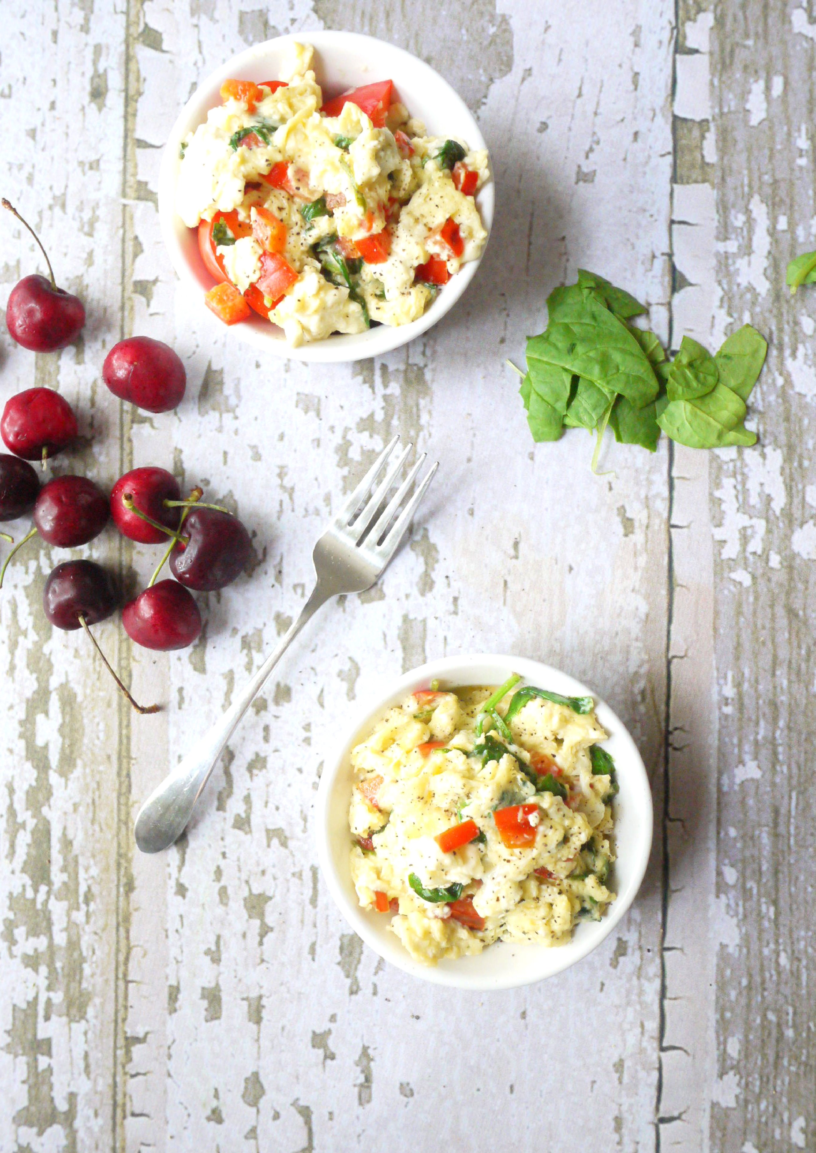 Herb-Feta Scrambled Eggs with Spinach