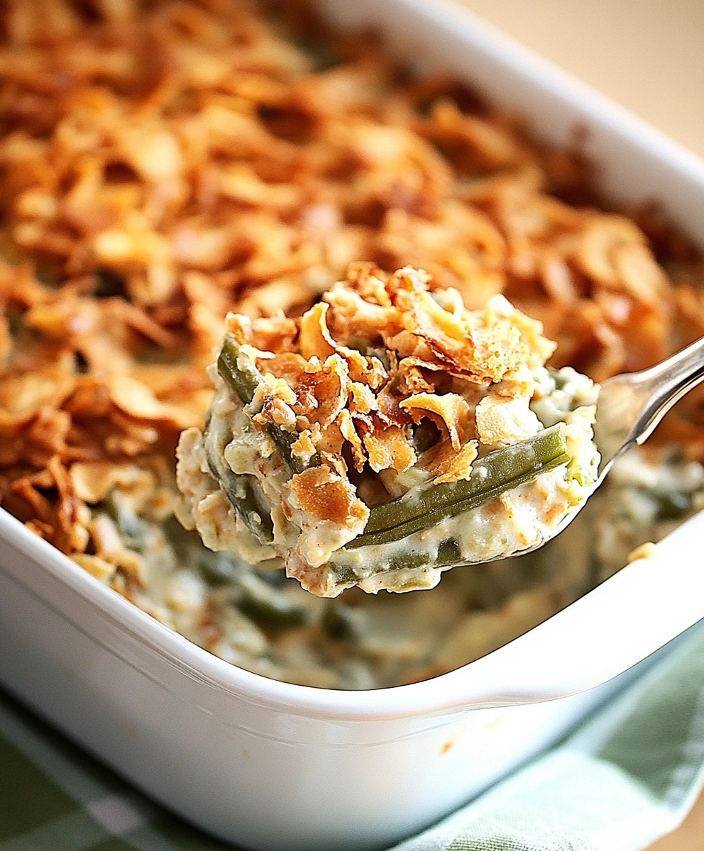 Béchamel-Enriched Green Bean Casserole with Crispy Shallots