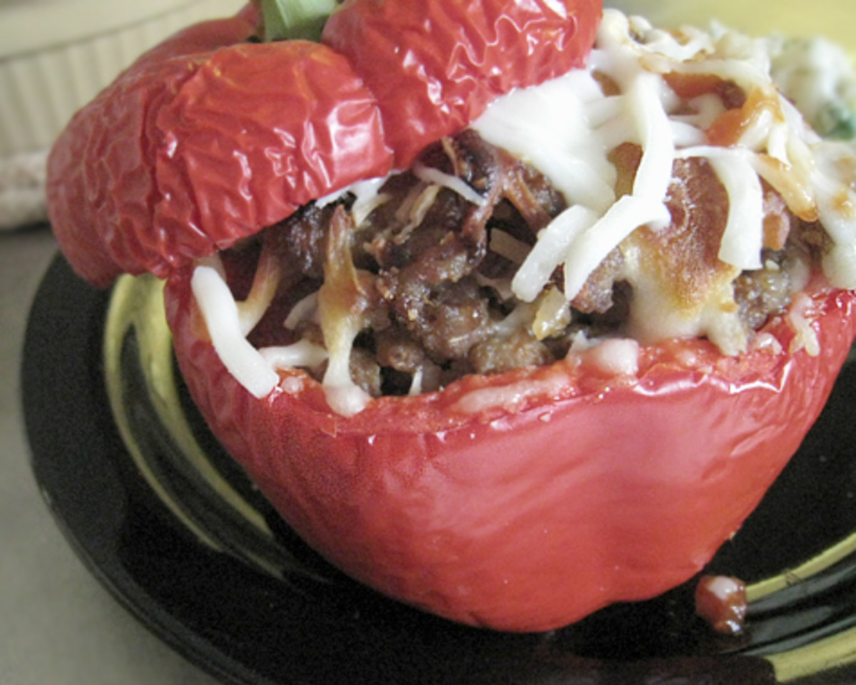 French Beef Stuffed Peppers with Herbs