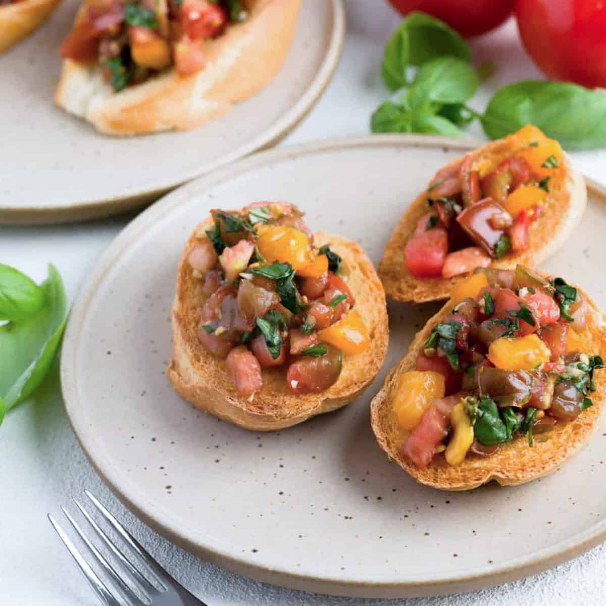 Colorado Heirloom Tomato Bruschetta with Basil Oil