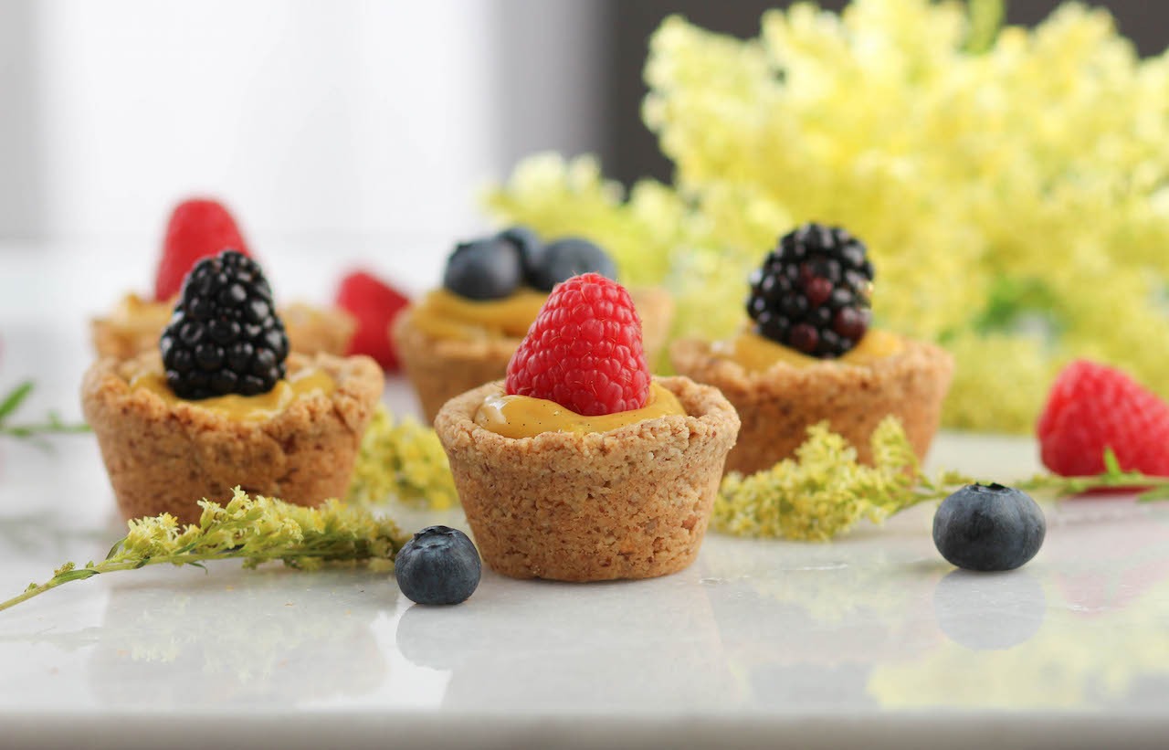 Whimsical Lemon Curd Tarts with Berry Swirls