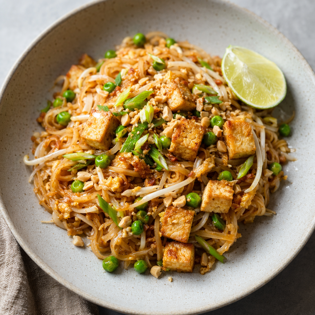 Thai-Inspired Pad Thai with Tofu and Peas